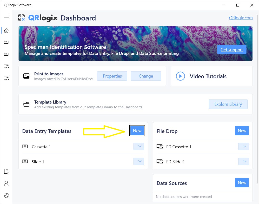 Dashboard New Template Button
