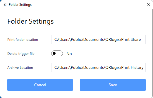 Folder Settings Dialog